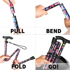 Adjustable Folding Aluminum Cane with Wrist Strap & Slip-Resistant Tip