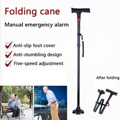 Collapsible Alarm Walking Stick With LED Non-slip Adjustable Safety Walking Cane