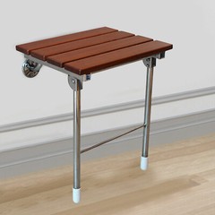 Wall-Mounted Folding Shower Seat Solid Wood Bench 15 × 12 350 lb