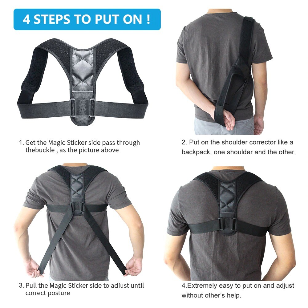 Upper Back Brace Posture Corrector for Unisex – Black