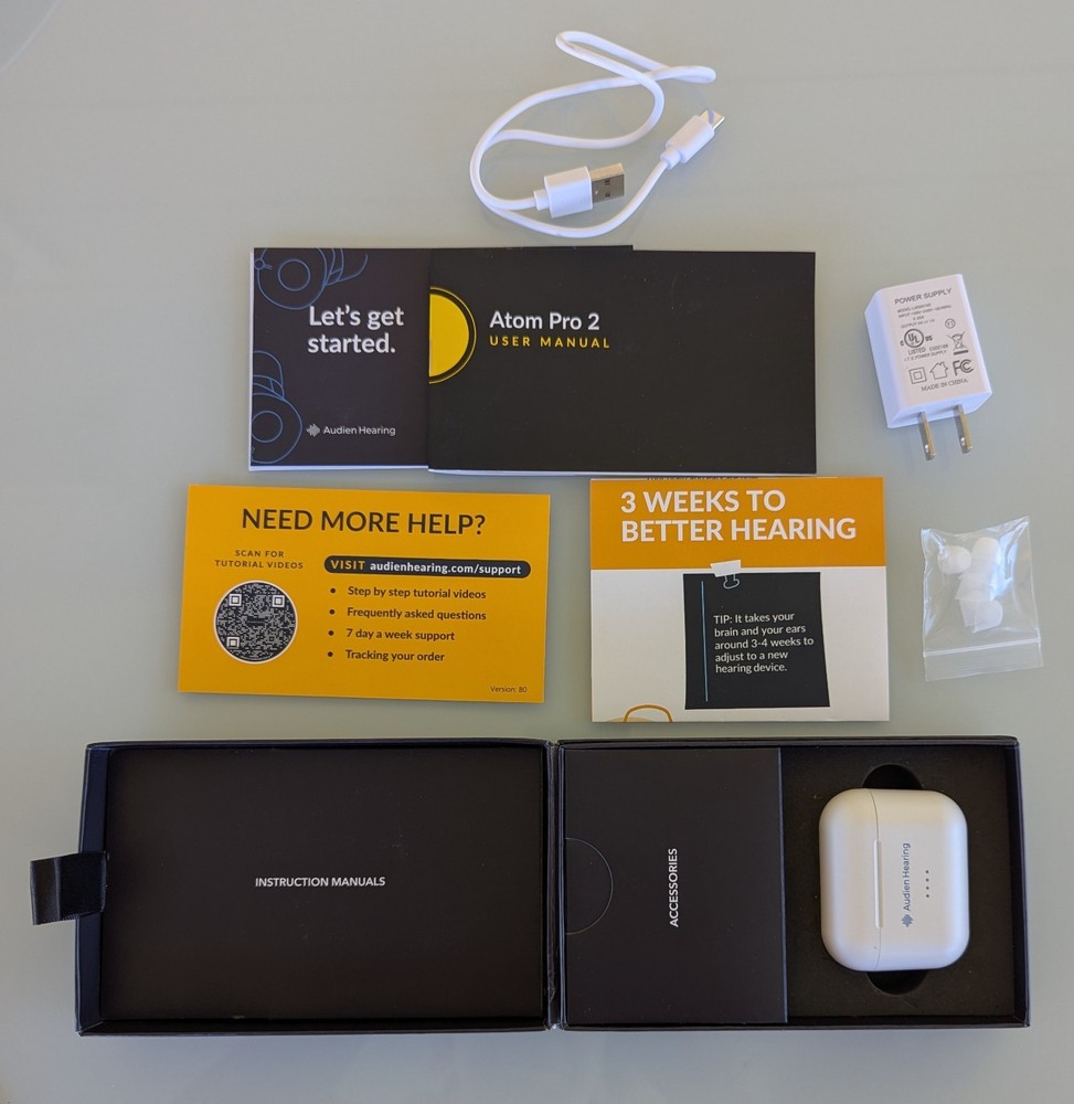 Audien ATOM PRO 2 Wireless Rechargeable OTC Hearing Aids Nice Condition