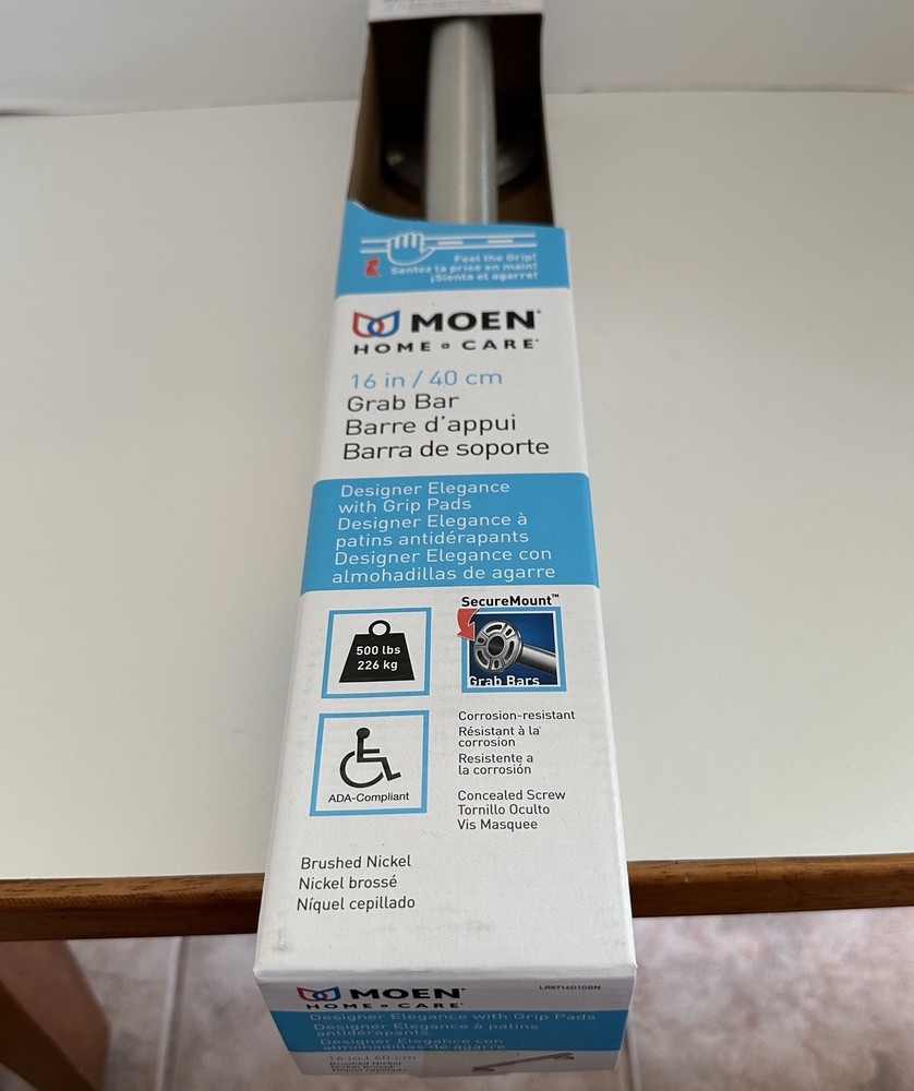 1 Moen 16” Stainless Steel Grab Bars With Brushed Nickel Finish, New In The Box
