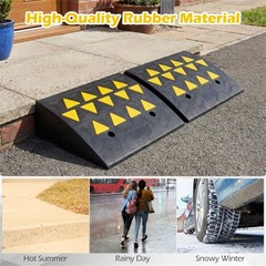 2 Pcs Medium Heavy Duty Rubber Curb Ramp with Drain Channel Reflective Strips