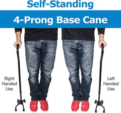 RMS Quad Cane – Adjustable Walking Cane with a Large Four-Pronged Base for Extra