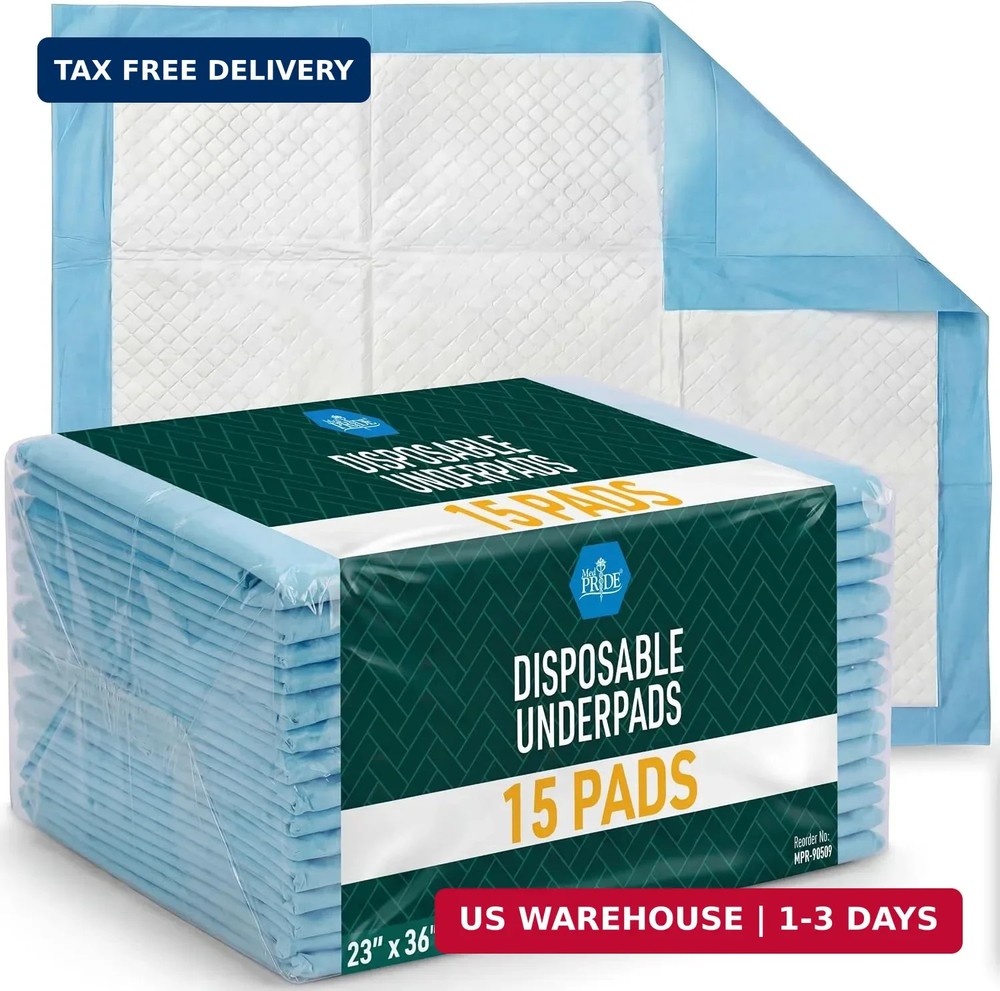 MED PRIDE 15 Disposable Underpads 23“ X 36“ Incontinence Pads, Chux, Bed Cover