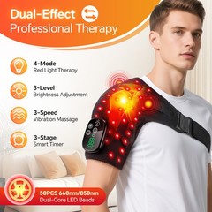 Red Light Shoulder Massager Pain Relief with 4 Heating Levels, 3 Vibration Modes