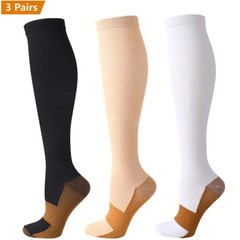 3Pairs Copper Compression Socks(15-20Mmhg) for Men and Women Support