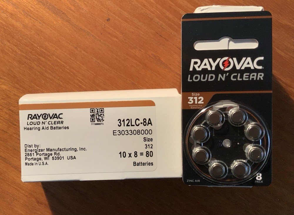 Rayovac Size 312 Loud N Clear Hearing Batteries – 80 Batteries EXPIRED AUG 2025