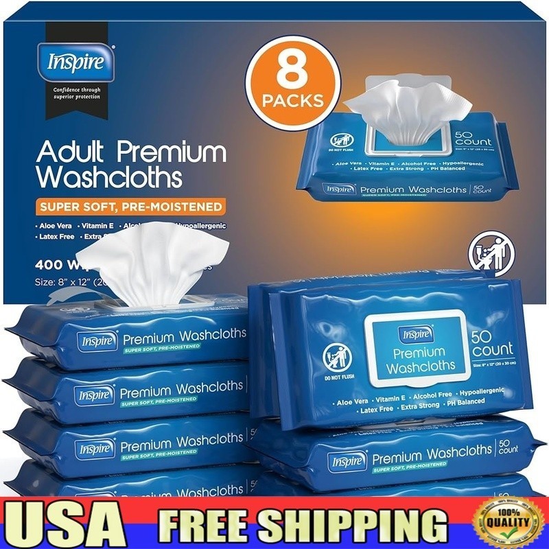 Disposable Adult Wet Wipes W/ Aloe Vera Vitamin E Incontinence Care 400 Count US