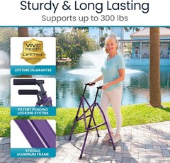 Vive Mobility Lightweight Folding Walker Purple Narrow Compact Portable Travel