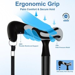 KingPavonini Walking Cane for Men Women 17.32″L x 5.91″W x 4.53″H, Black