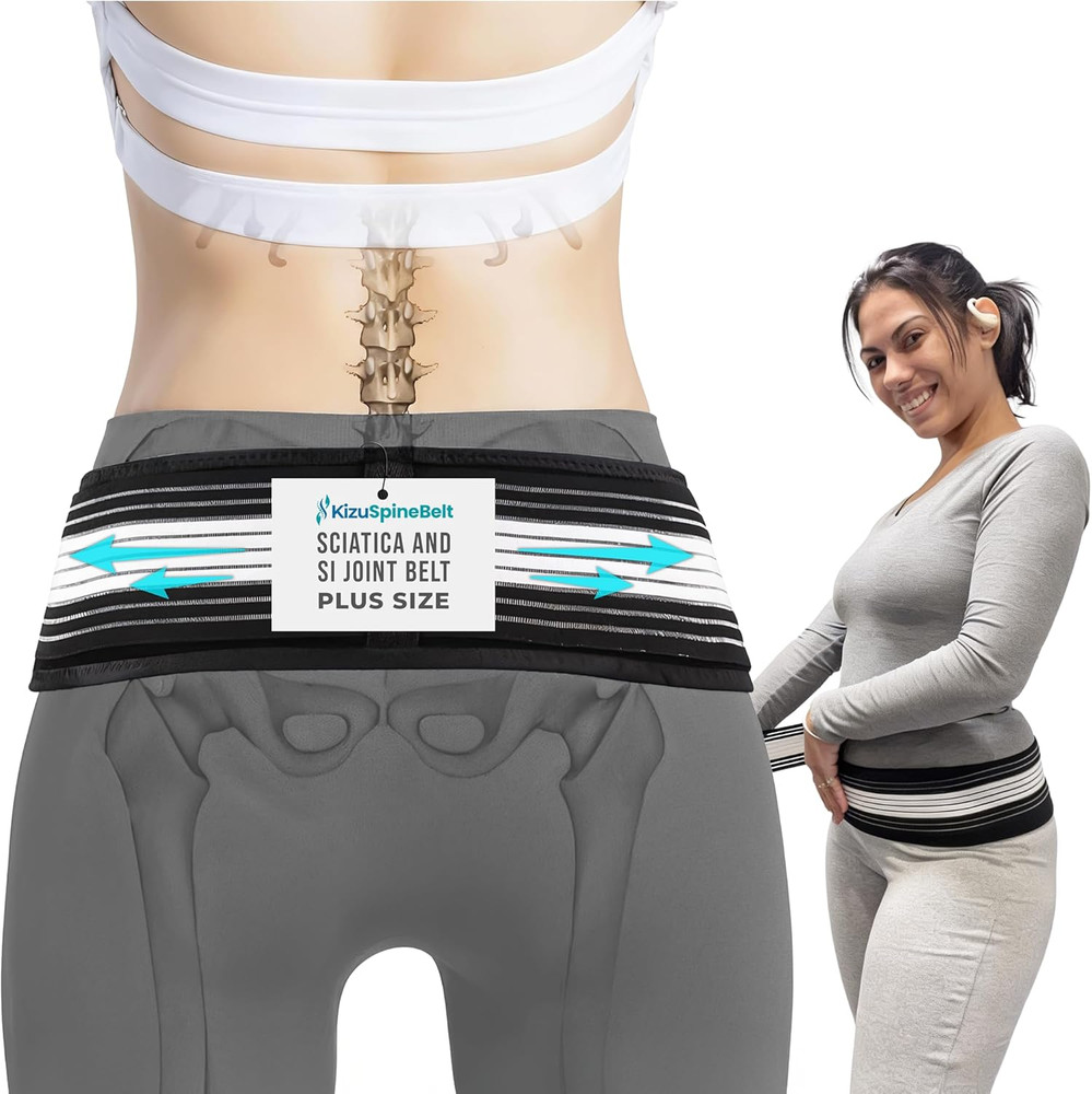 Kizu Relief Belt Lower Back Support Brace SI Joint Support, plus | Adjustable Lu