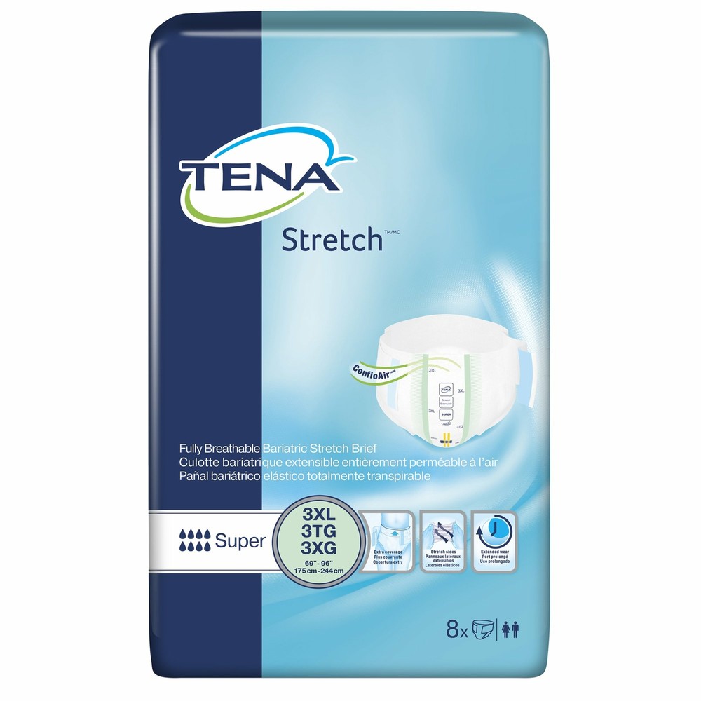 TENA Stretch Super Adult Briefs Heavy Absorbency Bariatric Brief 3XL 61391 8 Ct