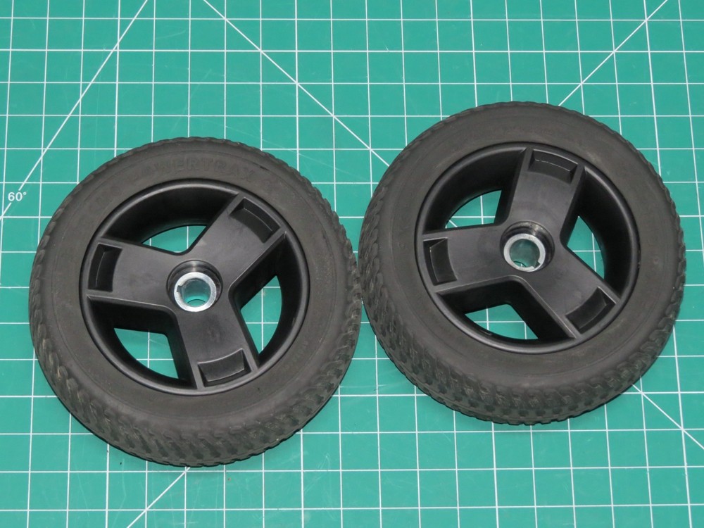 Low Hour OEM Pride Go-Chair Med PAIR 9″x3″ FLAT-FREE Drive Wheels Tires