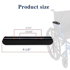 Universal Wheelchair Armrest with Hardware replacement part Black 9-1/8 In