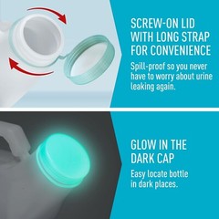 Urinals for Men (2 Pack) Spill Proof with Glow in The Dark Screw Cap