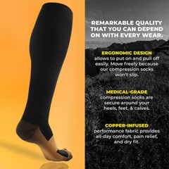 3 Pairs Copper Compression Socks for Women & Men Stockings Improves Circulation