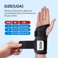 FEATOL 2 Pack Carpal Tunnel Wrist Brace for Work with Wrist Splint, 6.5“ Wrist