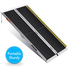 2/3/4/5/6/7/8FT Home Wheelchair Ramp Non-Skid Folding Aluminum Ramps Steps