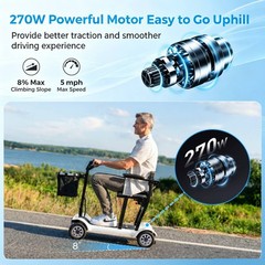 4 Wheel Folding Mobility Scooter Electric Power Wheelchairs Long Range 39.7Lbs