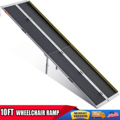 10 ft Wheelchair Ramp Aluminum Multi-Folding Scooter Mobility Portable 600 LB