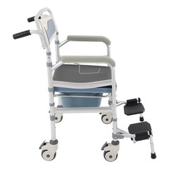 Bedside Commode Chair, Rolling Shower Wheelchair, Foldable Height Adjustable
