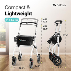 Compact Foldable Walker for Seniors – 23.6″ Wide, Adjustable Height, Easy to Use