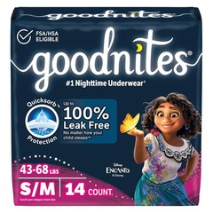Goodnites Girls‘ Nighttime Bedwetting Underwear, Size S/M, 56 Count – FAST SHIP