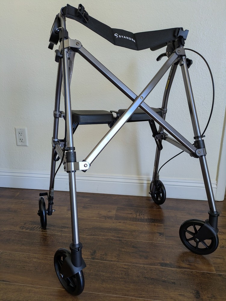 Stander 4250-BW Folding Rollator Walker Seat Black Walnut Lightweight