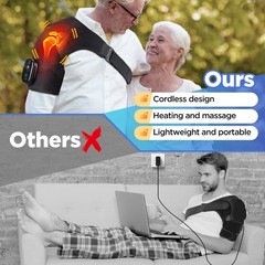 Cordless Portable Shoulder Heating Pad & Massager, Heating Vibration Shoulder…