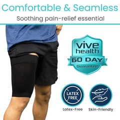 Vive Thigh Compression Sleeve (2 Pack) Hamstring Brace for X-Large, Black