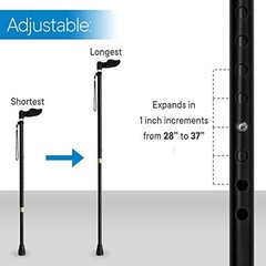 Orthopedic Walking Cane Right Hand Aluminum Adjustable Height 28 to 37 Inch