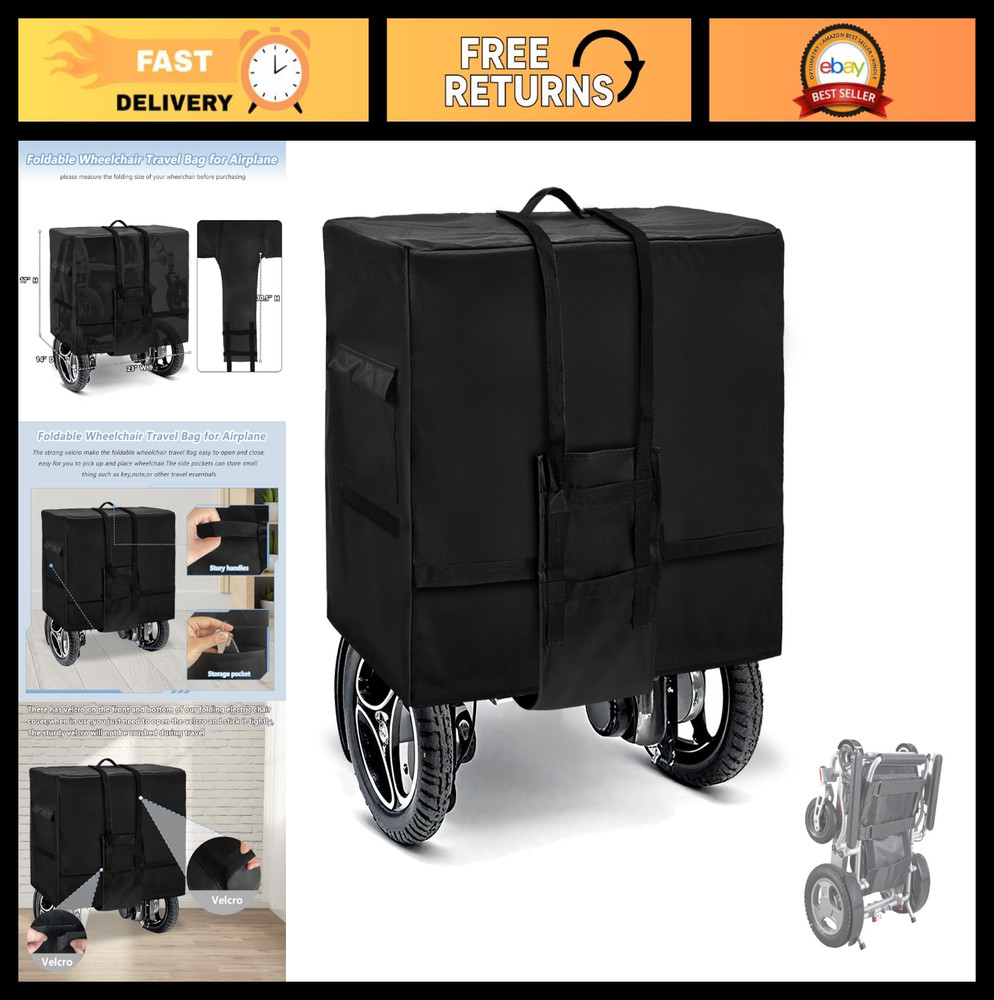 Foldable Wheelchair Travel Bag – Heavy Duty 600D Waterproof Cover for Airplane,