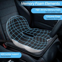 Memory Foam Seat Cushion w/Lumbar Support Pillow for Back & Sciatica Pain Relief