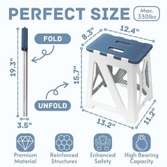 Chirpartti Folding Shower Chair for 13.4″ (L) × 11″ (W) × 15.7″ (H), Blue