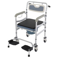 Bedside Commode Chair, Rolling Shower Wheelchair, Foldable Height Adjustable