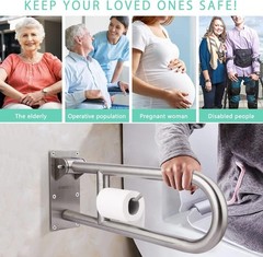 29.5″ Stainless Steel Toilet Grab Bar Handicap Safety Rail with Paper Holder