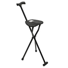 3 Legged Portable Folding Walking Stick with Seat Travel Hiking Cane Chair Stool