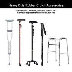4 Pack 3/4 Inch Rubber Cane Tips Non Slip for Walkers Crutches Chairs Black