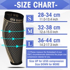 Copper Calf Compression Sleeve 20-30mmHg Graduated Leg Support Sport Mens Womens
