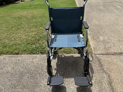 Medline Transport Wheelchair Steel Foldable w/ Detachable Footrests Blue