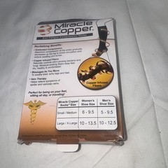 Miracle Copper Anti-Fatigue Compression Socks, S/M, Black, 1 Pair, NIB, Unisex