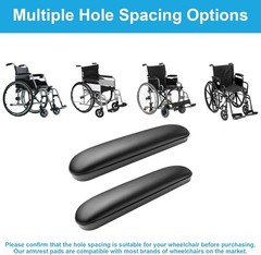 Wheelchair Armrest Pads 1 Pair Replacement Accessories Universal Fit Black