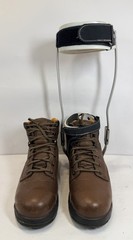 ORTHOPEDIC MENS LEG ANKLE POLIO BRACE METAL FRAME STEEL TOE SIZE 10W