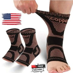 Copper Ankle Brace Silver Support Compression Sleeve Socks Foot Fasciitis Pain