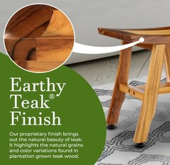 ® Satori® 14″ Solid Teak Shower Bench, Water-Resistant Bath Stool with Adjust…