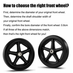 2Pcs 8 Inch Replacement Wheelchair Wheels for Walkers Black #EE