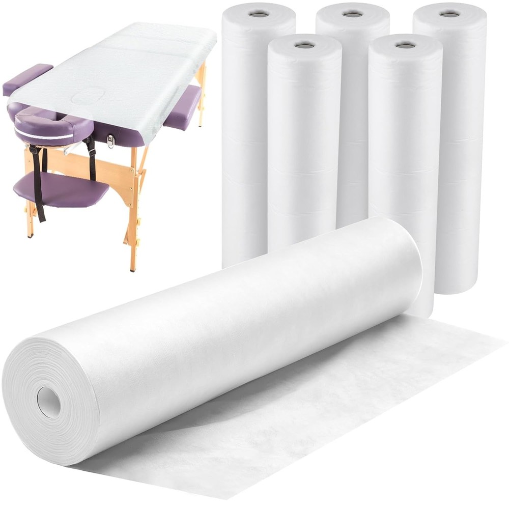 Tudomro 6 Roll Disposable Non Woven Bed Sheets 24 x 71 Inch Massage White