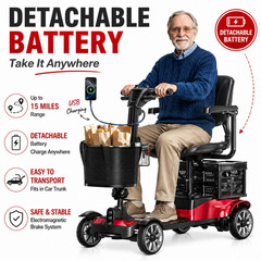 Mobility Scooter for Seniors Foldable 350lbs Heavy Duty 4 Wheel Electric Travel