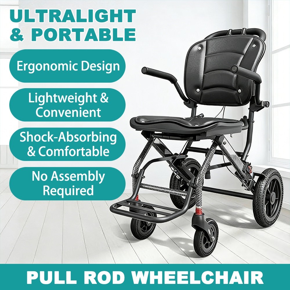 Irtme Ultra Lightweight Foldable Wheelchair，Carbon Steel Frame/Honeycomb Wheels